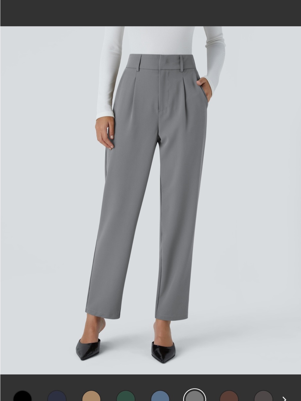 HALARA Gray High-Waist Straight pants Md- Petite